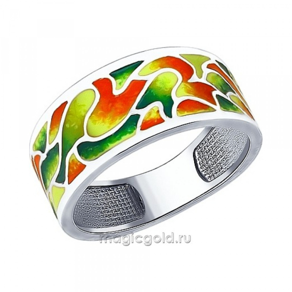 Серебряное кольцо с эмалью № 136907