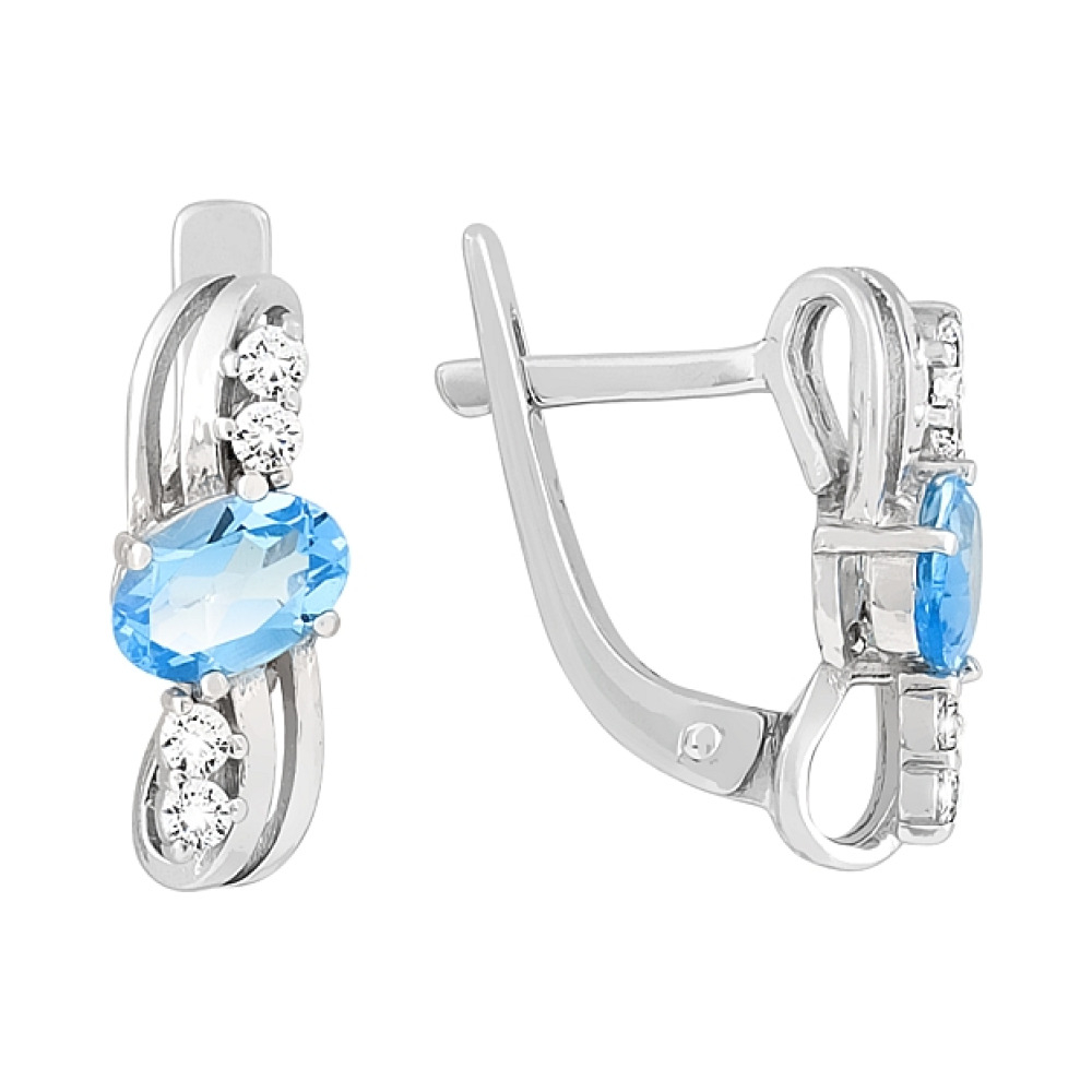 Золотые серьги с топазом и фианитом № 76104