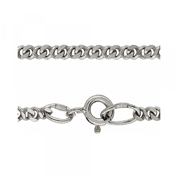 Серебряная цепь восьмерка панцирная граненая родированная № 101224