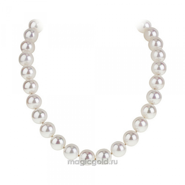 Серебряное колье с жемчугом и фианитом № 141574