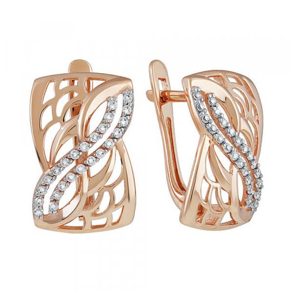 Золотые серьги с фианитом № 136815