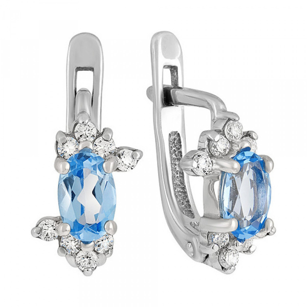 Серебряные серьги с топазом и фианитом № 130201