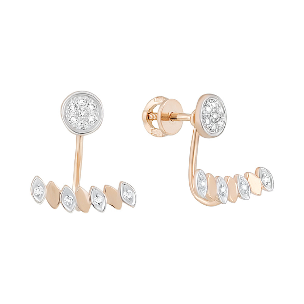 Золотые серьги с фианитами № 126783