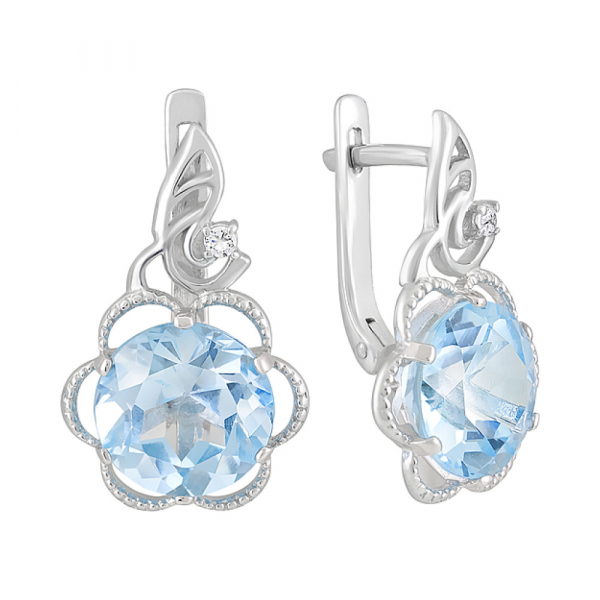 Серебряные серьги с топазом и фианитом № 123236