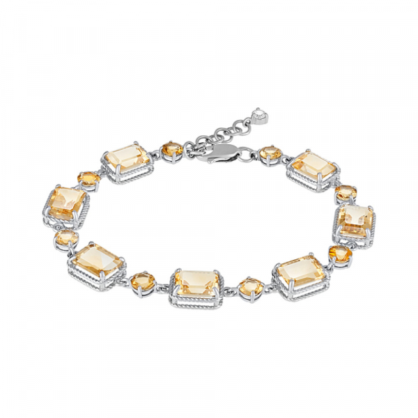 Серебряный браслет с цитрином и фианитом № 127947