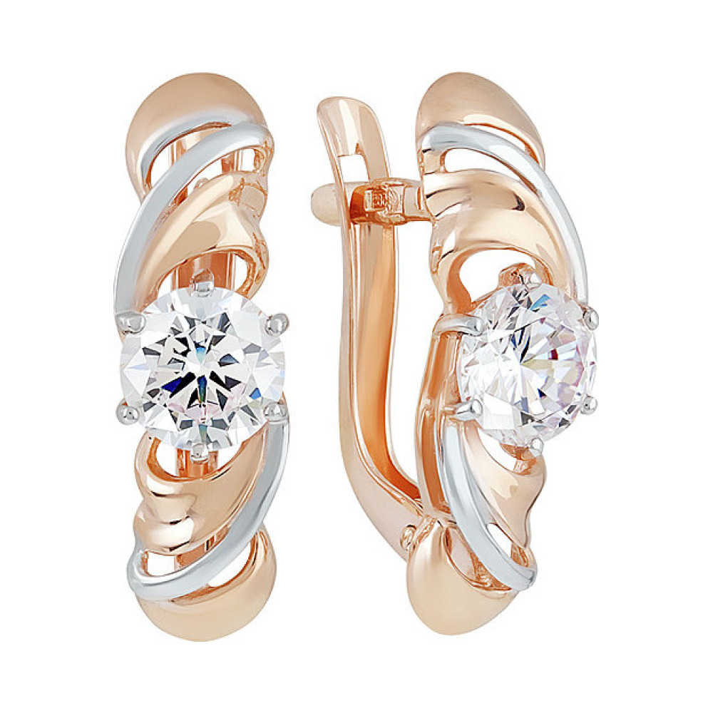 Золотые серьги с фианитом № 137095