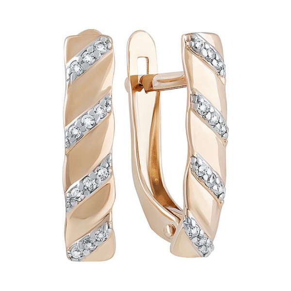 Золотые серьги с фианитом № 135192