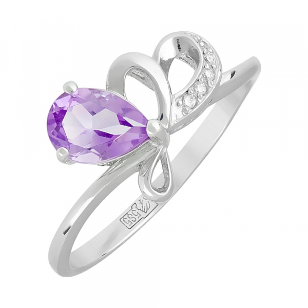Золотое кольцо с аметистом и фианитом № 99655