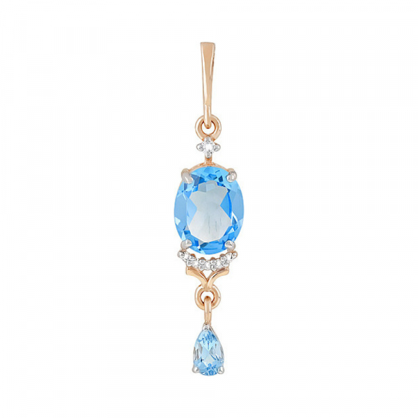 Золотая подвеска с топазом и фианитом № 119441