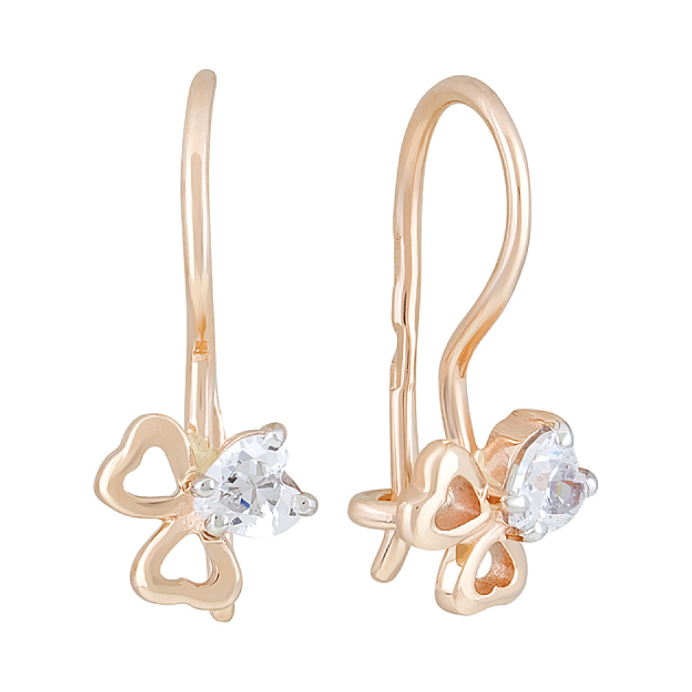 Золотые серьги с фианитом № 126088