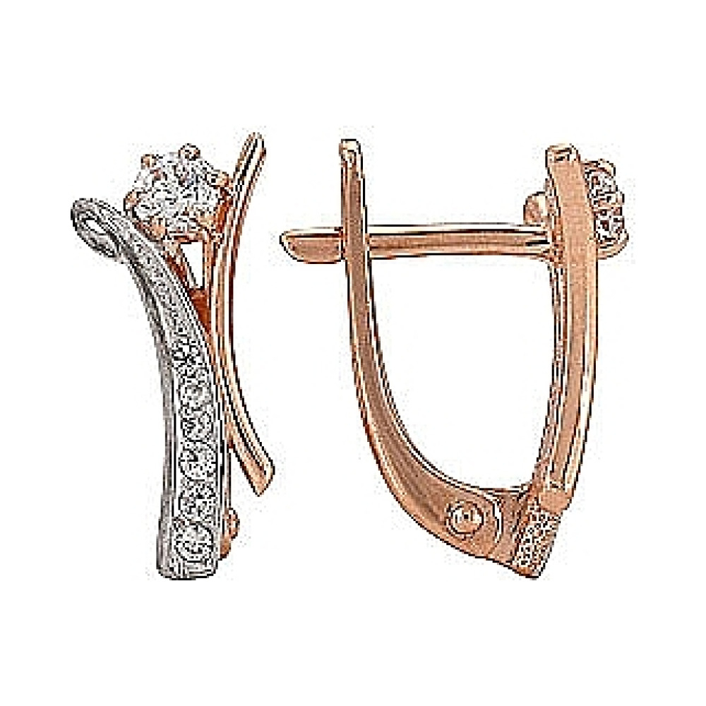 Золотые серьги с фианитом № 72567