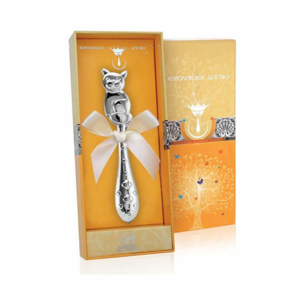 Серебряная погремушка «Котик»