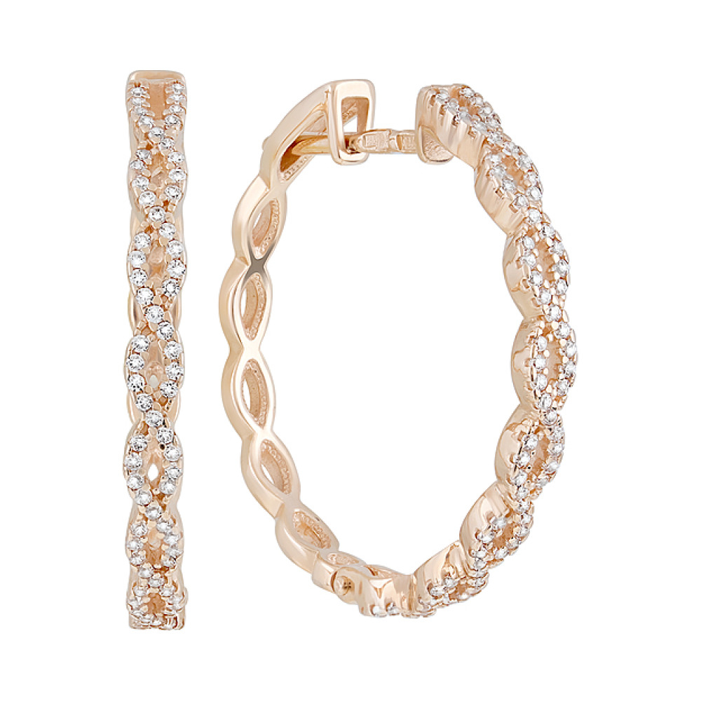 Золотые серьги с фианитами № 109926