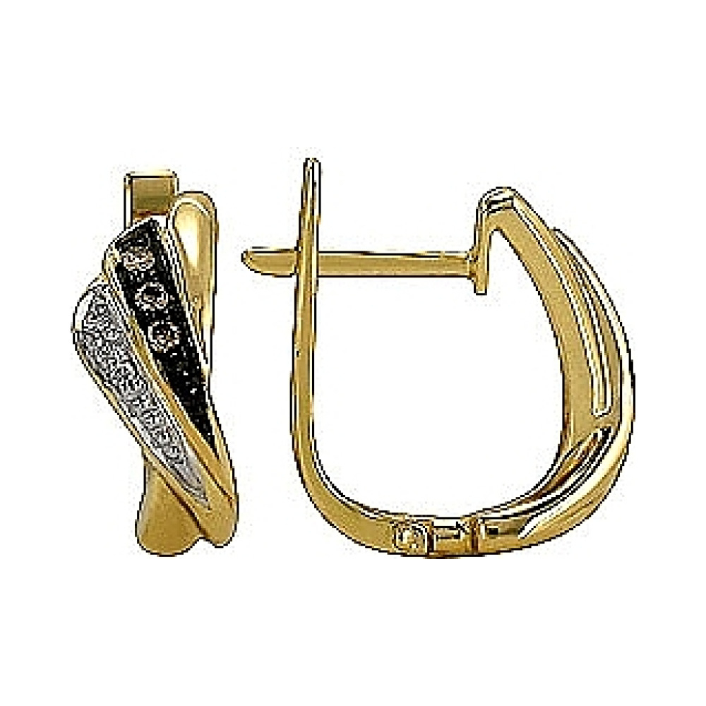 Золотые серьги с бриллиантами коньяк № 74471