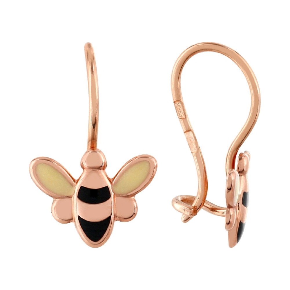 Золотые серьги с эмалью № 85488