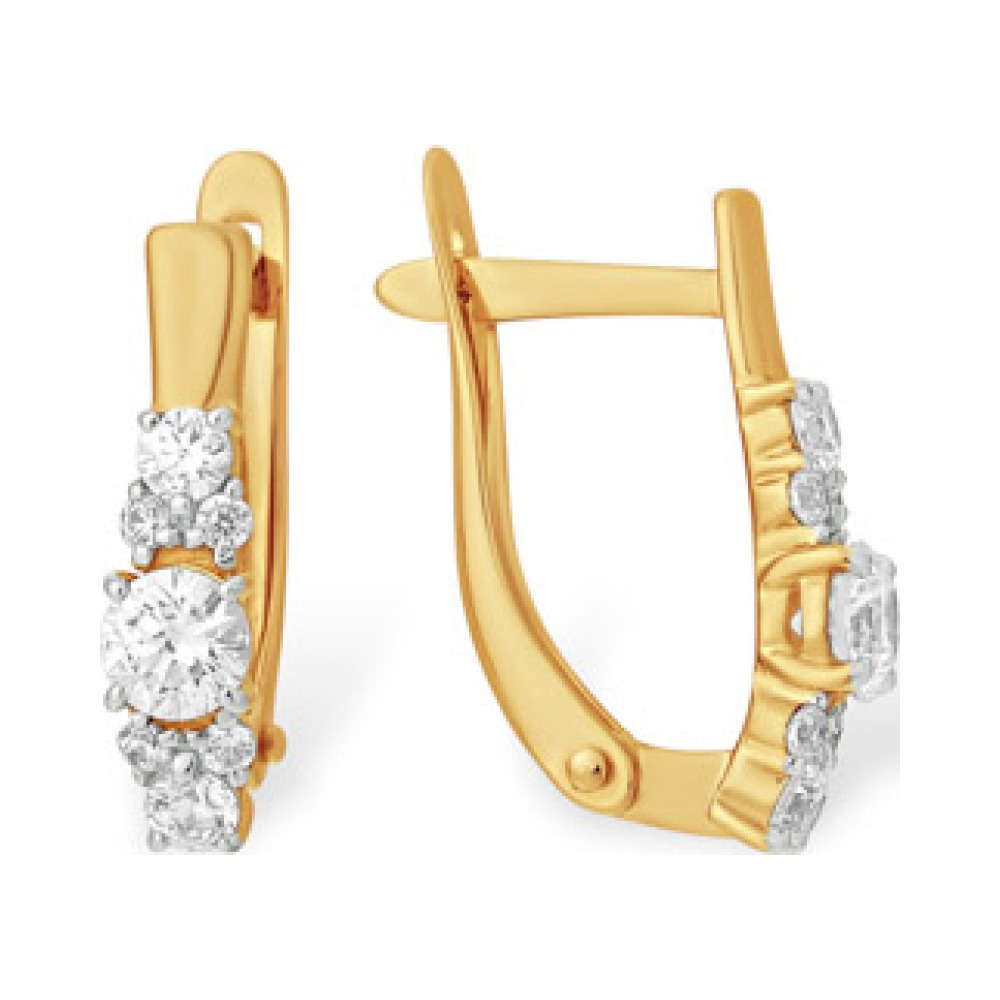 Золотые серьги с фианитом № 163204