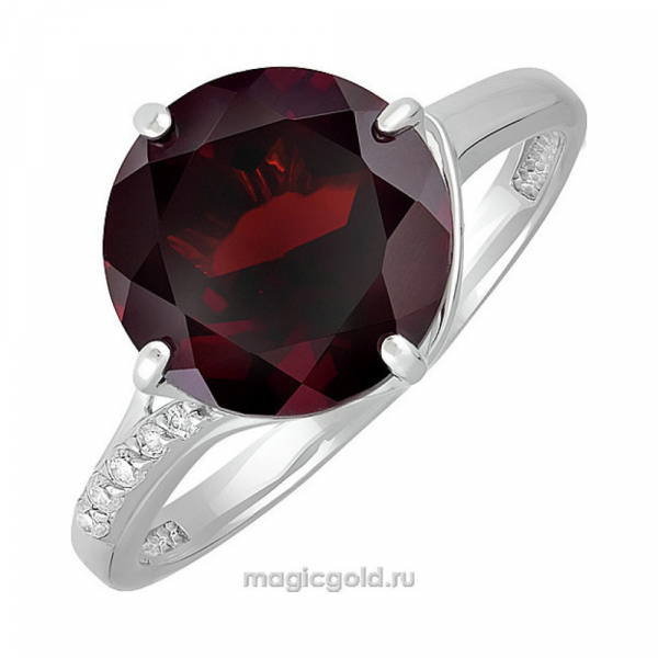 Серебряное кольцо с гранатом и фианитом № 140137