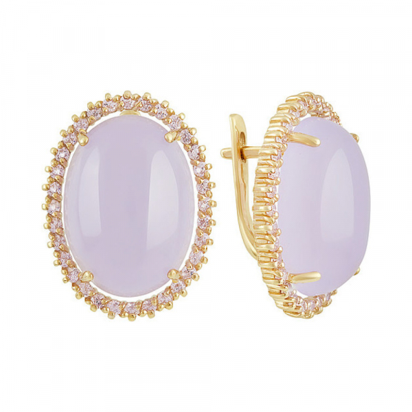 Серебряные серьги с алпанитом  и золотым покрытием № 132483