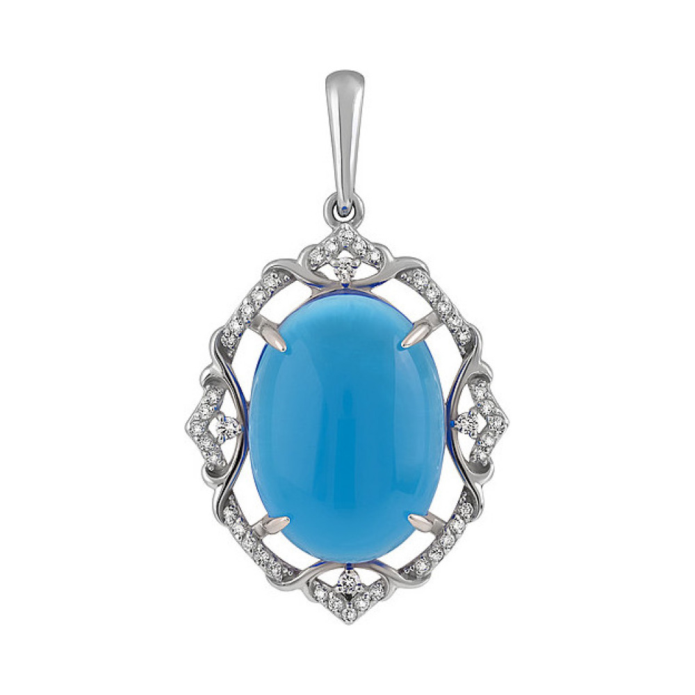 Серебряная подвеска с алпанитом и фианитом № 132550