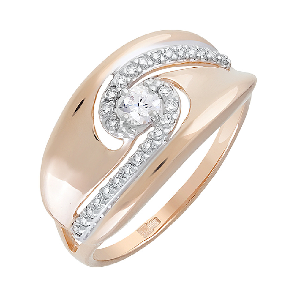 Золотое кольцо с фианитами № 128928