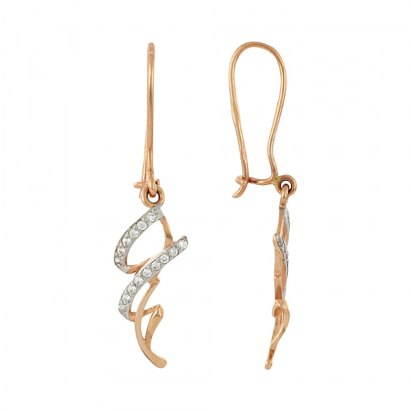 Золотые серьги с фианитами № 101551