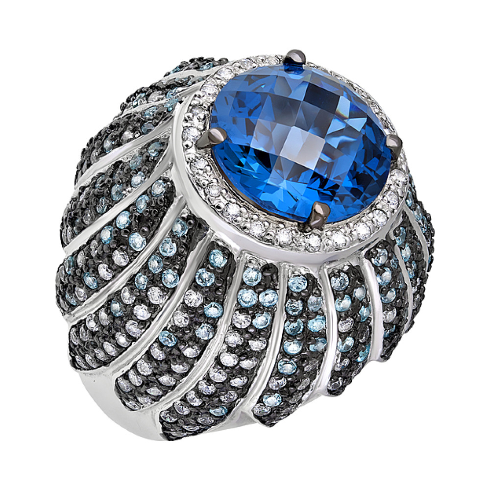 Серебряное кольцо с фианитом № 83547