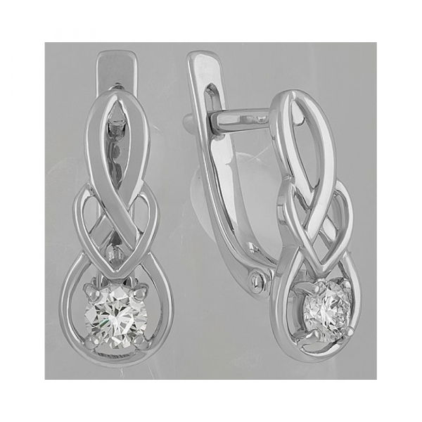 Золотые серьги с бриллиантом № 129477