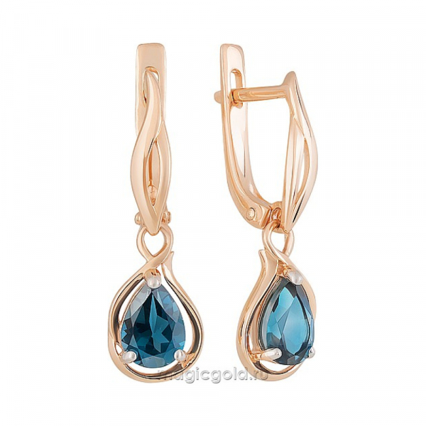 Золотые серьги с топазом № 160585