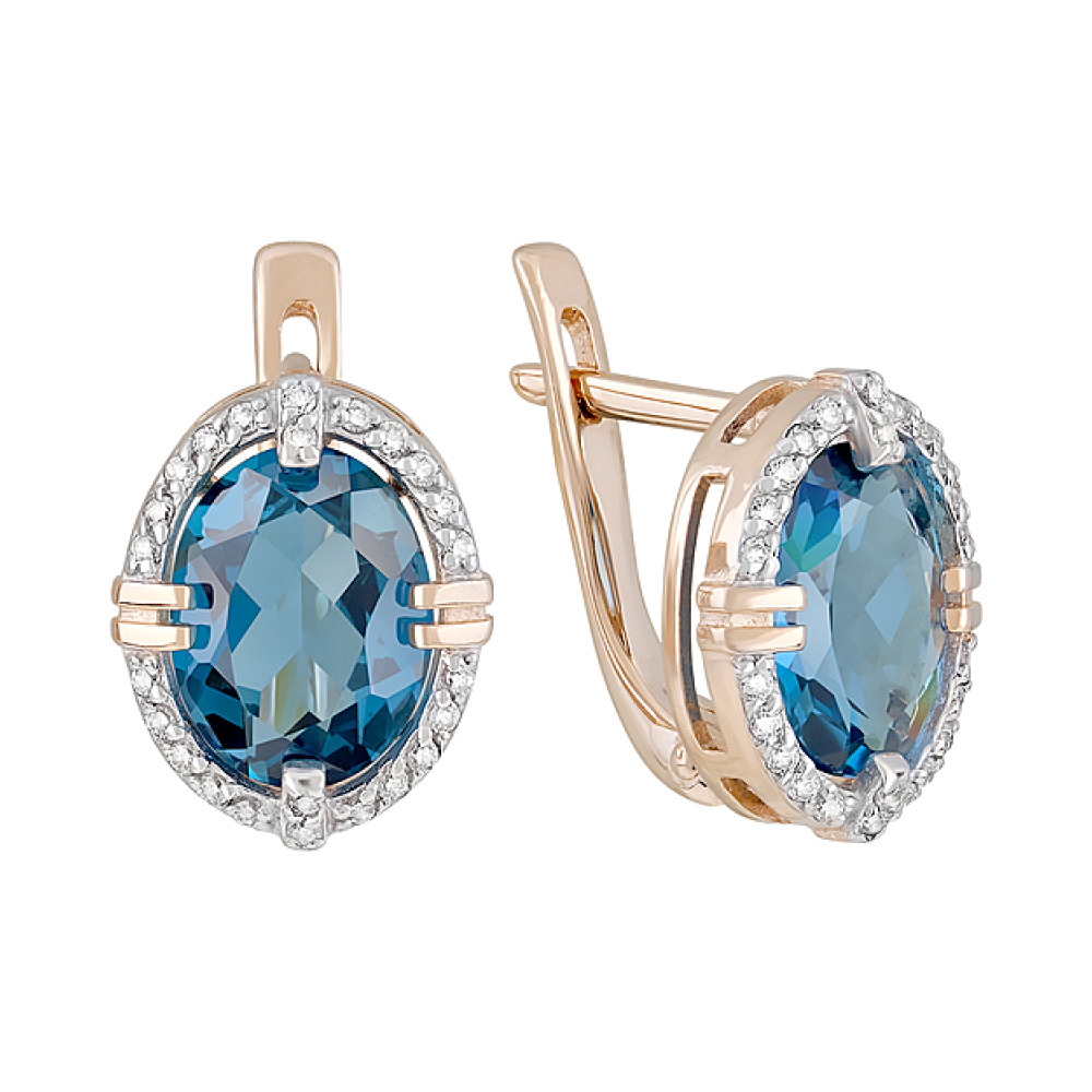 Золотые серьги с топазом и фианитом № 126981