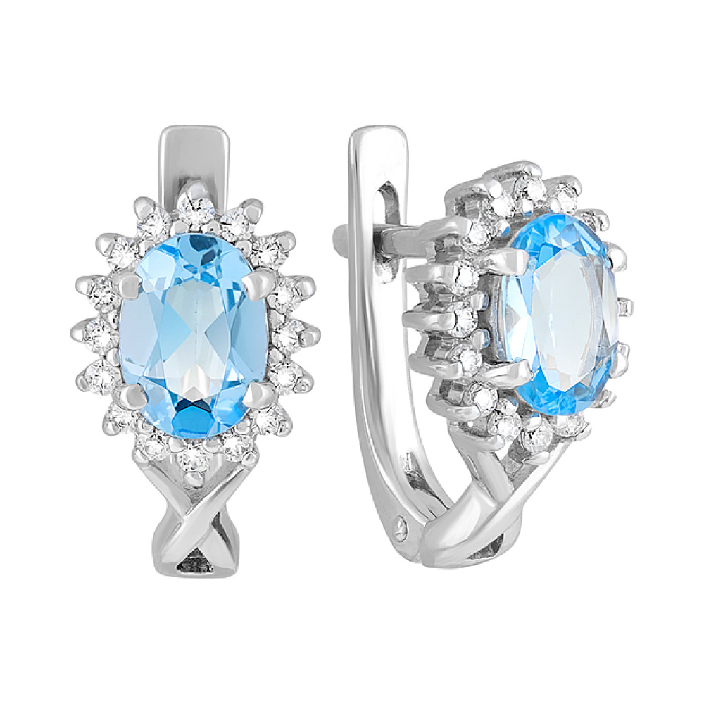 Золотые серьги с топазом и фианитом № 127541