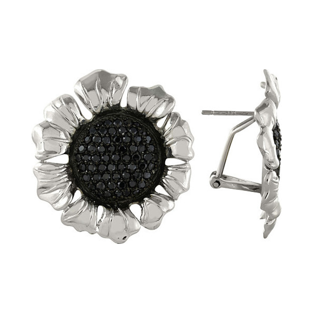 Серебряные серьги с фианитом № 82553