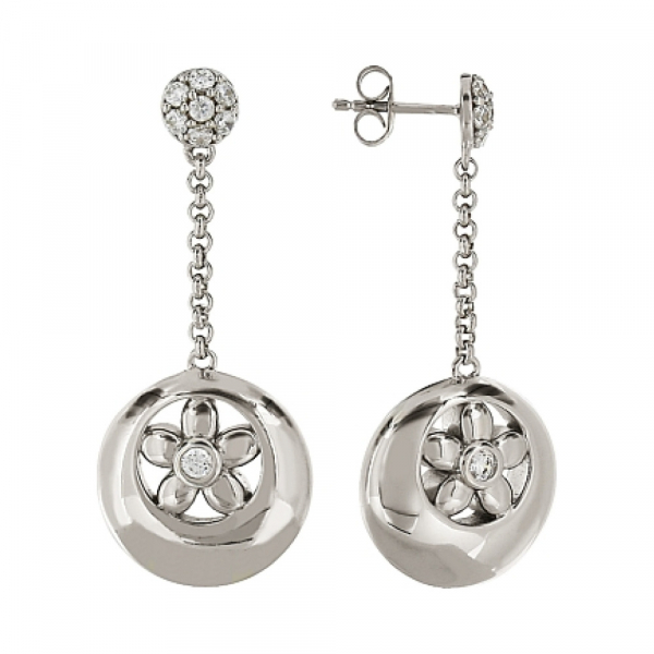 Серебряные серьги с фианитом № 82891