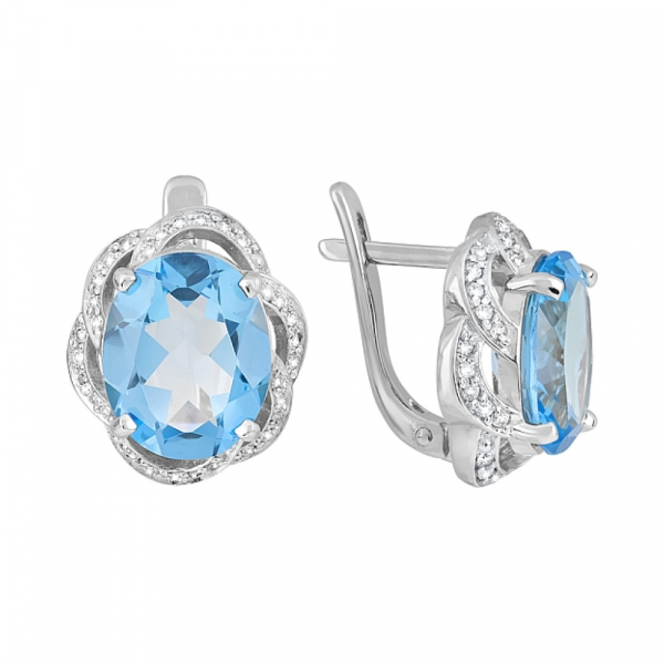 Золотые серьги с топазом и фианитом № 120945