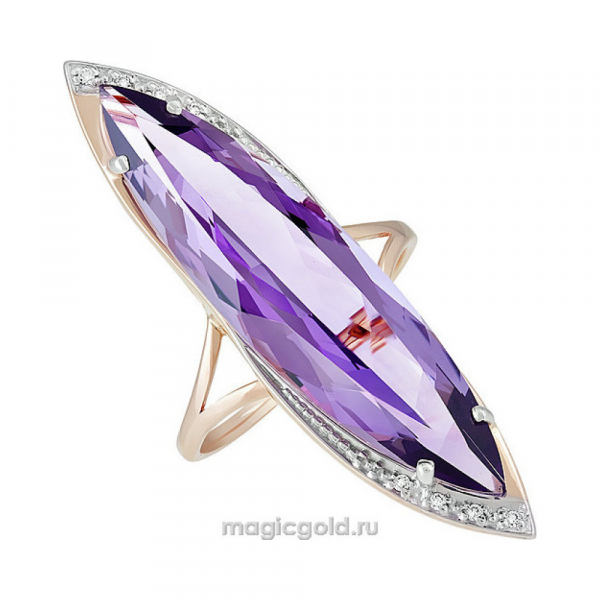 Золотое кольцо с аметистом и фианитом № 138277