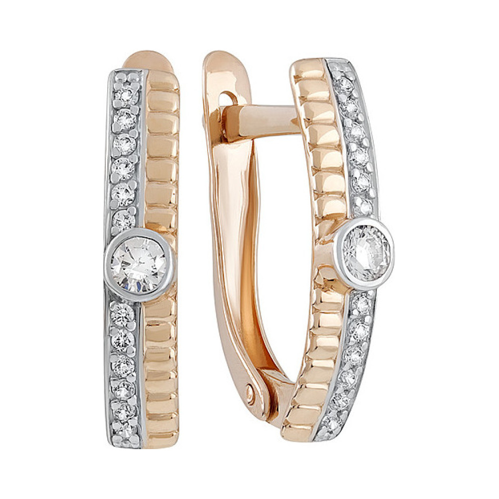 Золотые серьги с фианитом № 135163