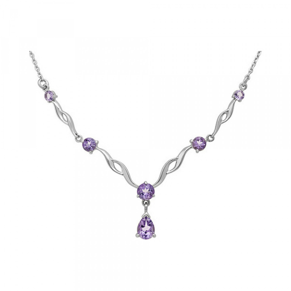 Серебряное колье с аметистом № 133190