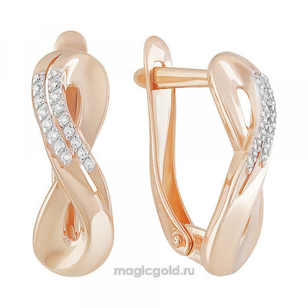 Золотые серьги с фианитом № 160251