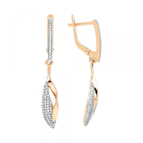 Золотые серьги с фианитами № 112305