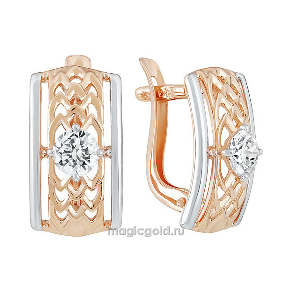 Золотые серьги с фианитом № 139969