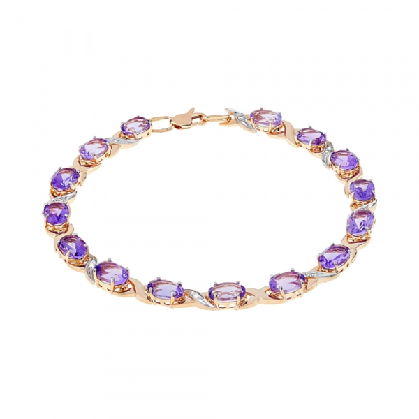 Золотой браслет с аметистом и фианитом № 103741