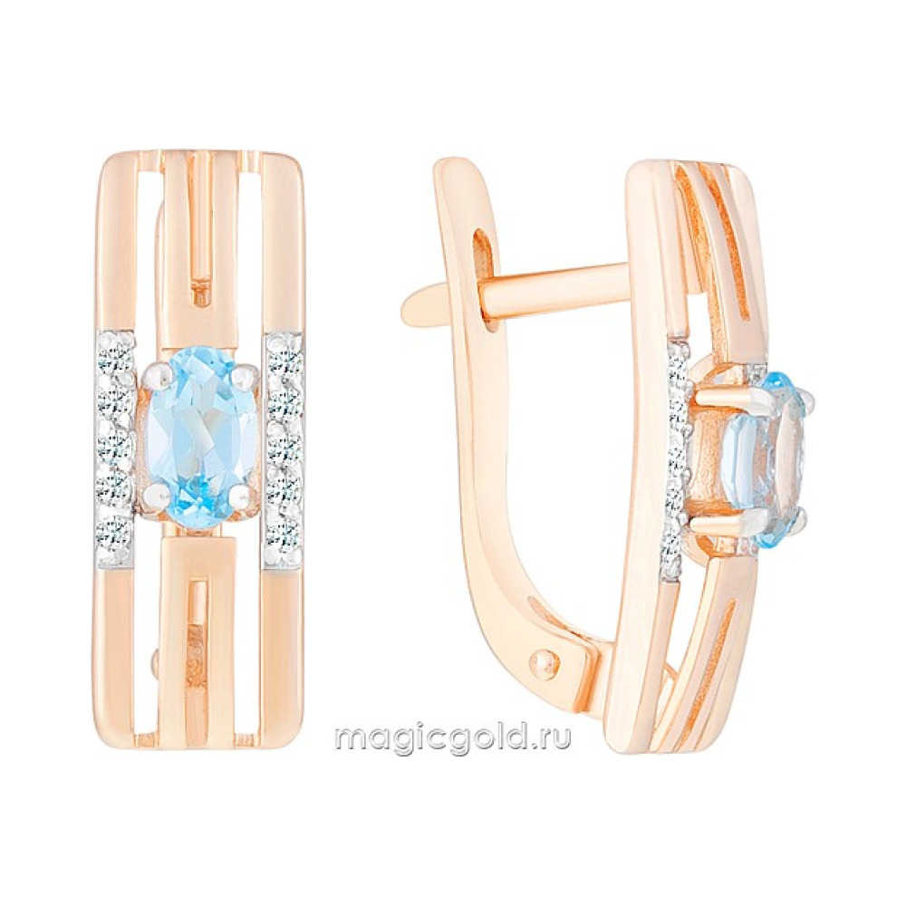 Золотые серьги с топазом и фианитом № 170498