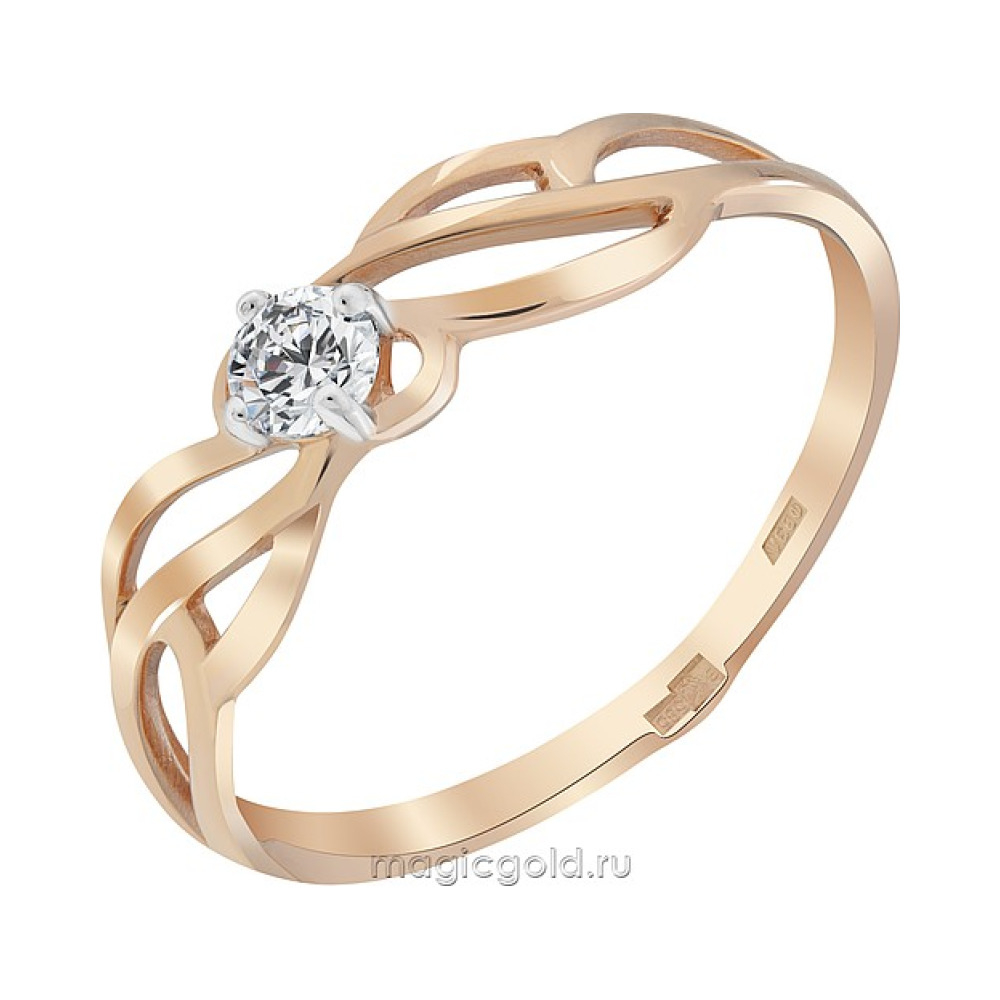 Золотое кольцо с фианитом № 173379