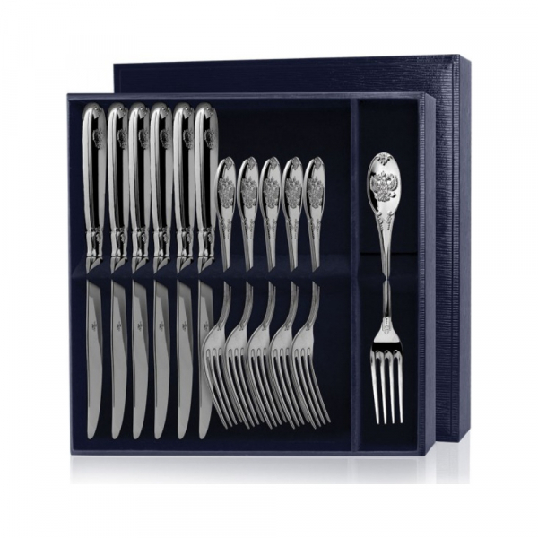 Серебряный столовый набор  Единство  12 предметов (вилки и ножи)