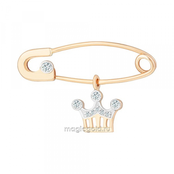 Золотая брошь с фианитом № 171847