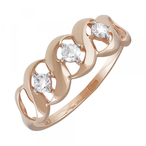 Золотое кольцо с фианитом № 136915