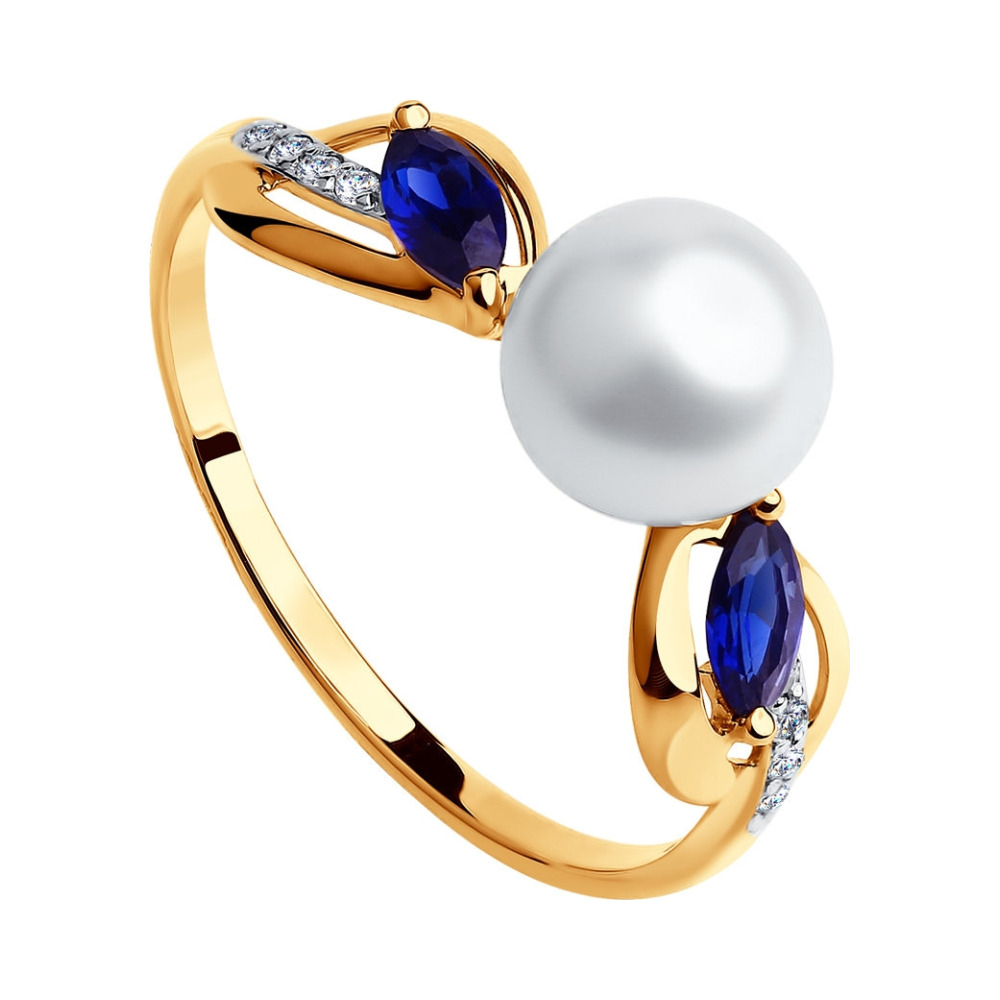 Кольцо из золота с миксом камней