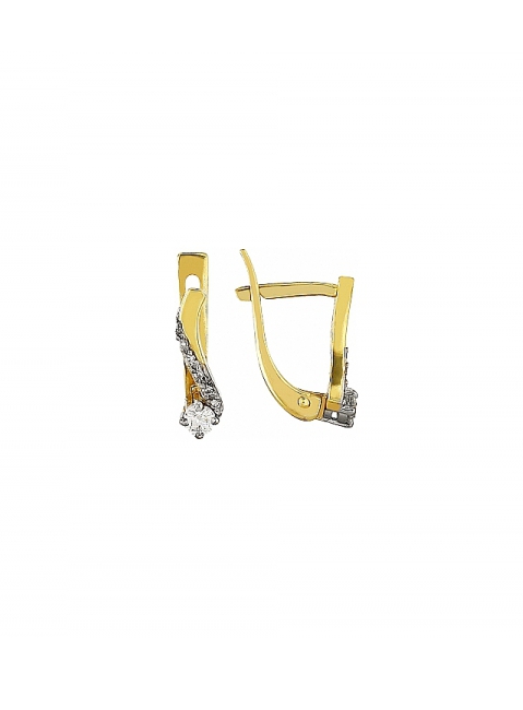 Золотые серьги с бриллиантом № 103164