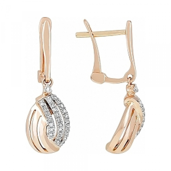 Золотые серьги с бриллиантом № 114835