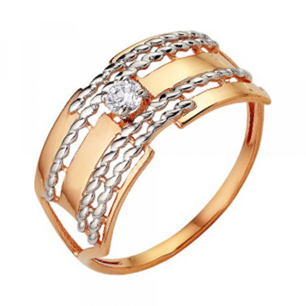 Золотое кольцо с фианитом № 139385