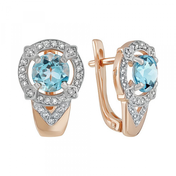 Золотые серьги с топазом и фианитом № 137544